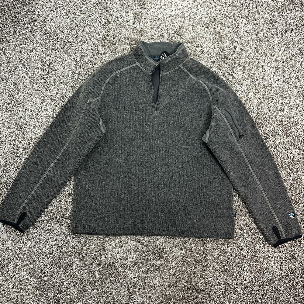 Kuhl Sweater 1/4 Zip Pullover Mens Sz XL Wool Blend Thermo Kore Outdoor Hiking